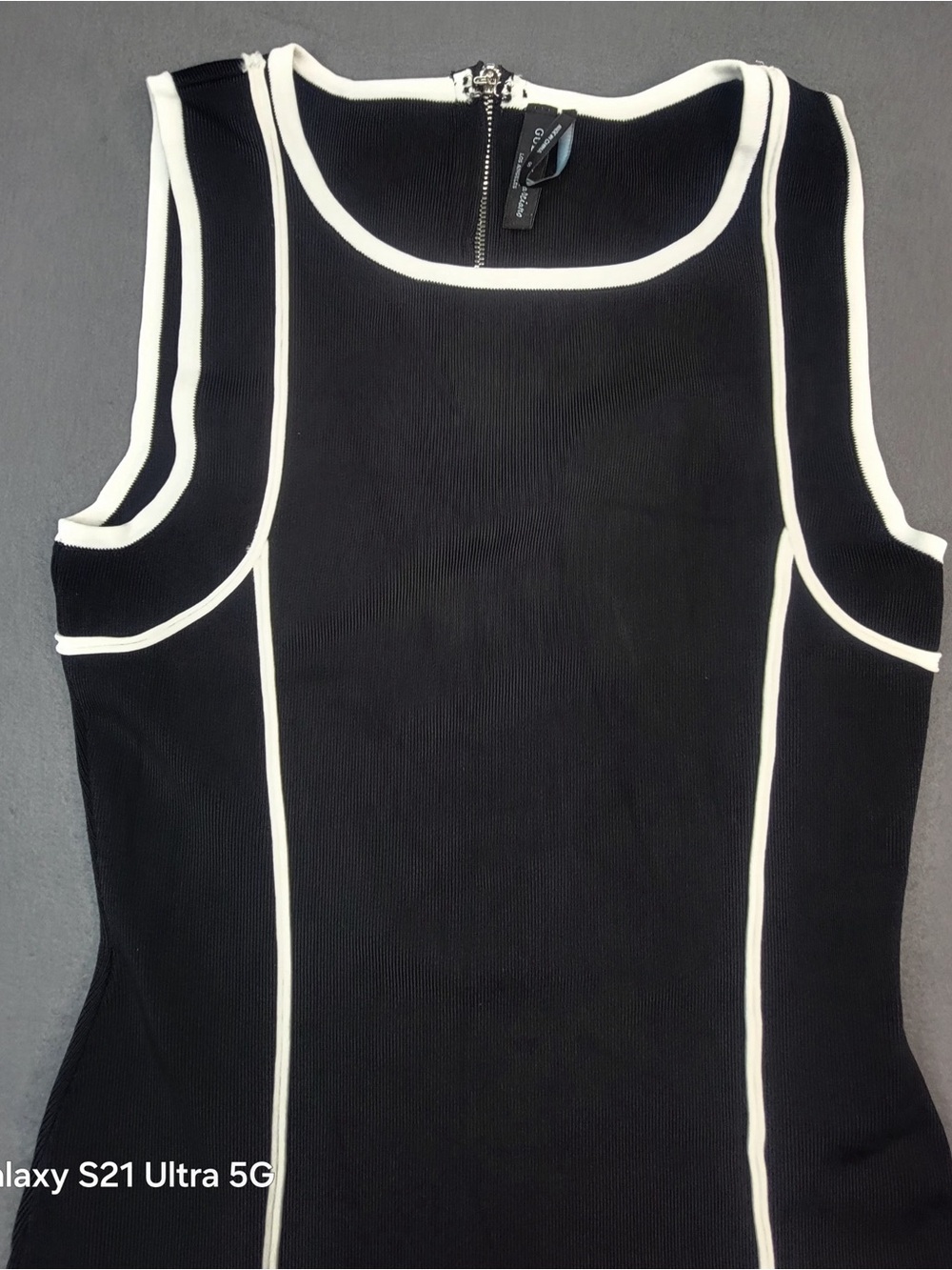 Guess Black Tank Top with White Piping